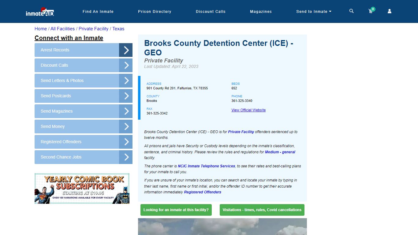 Brooks County Detention Center (ICE) - GEO - Inmate Search - Falfurrias, TX