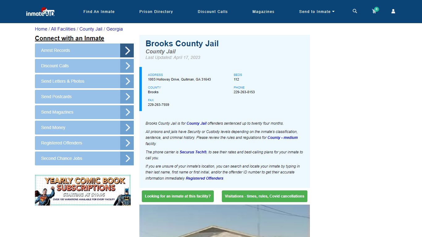 Brooks County Jail - Inmate Locator - Quitman, GA